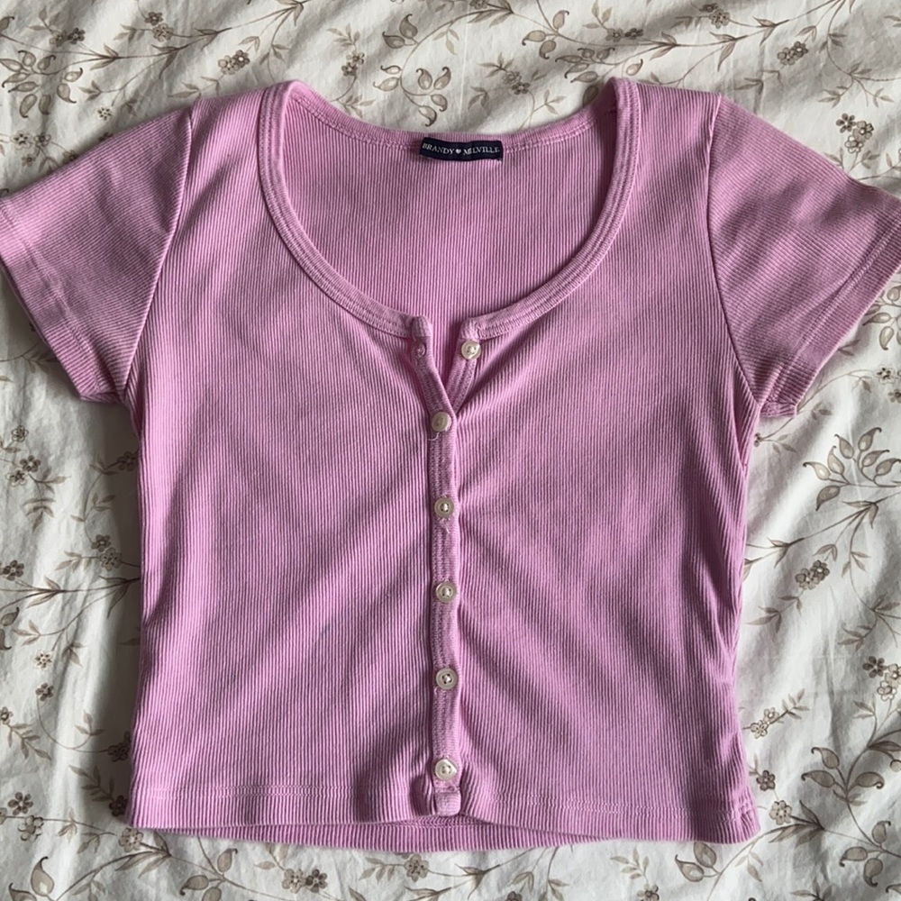 Brandy Melville Pink Button Up Tee